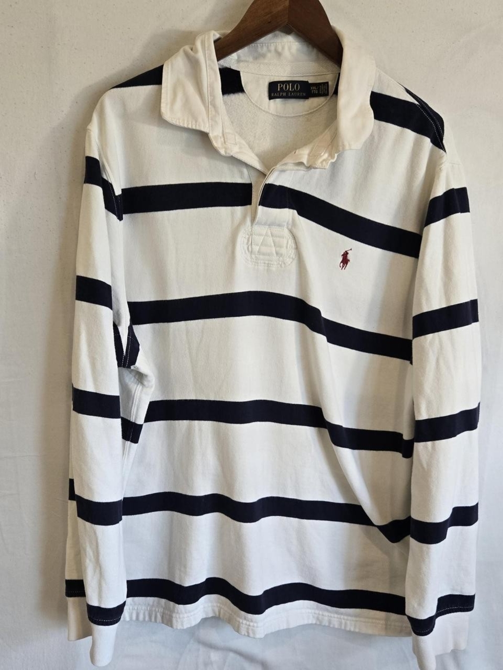 Ralph Lauren Navy & White Striped Long-Sleeve Rugby Polo
